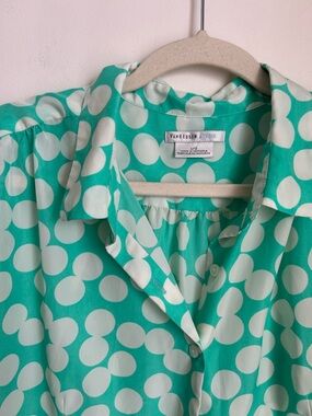 Van Heusen Studio Teal Polka Dot Blouse
